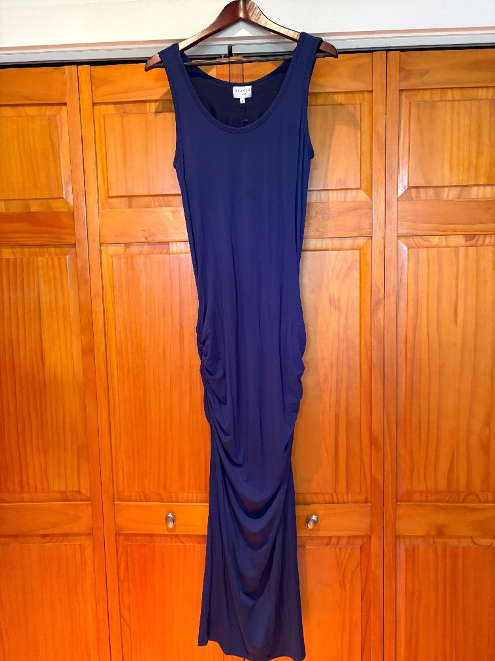 NWT Skivy's Maxi Side Hustle Navy Blue Dress Size Large with Bra